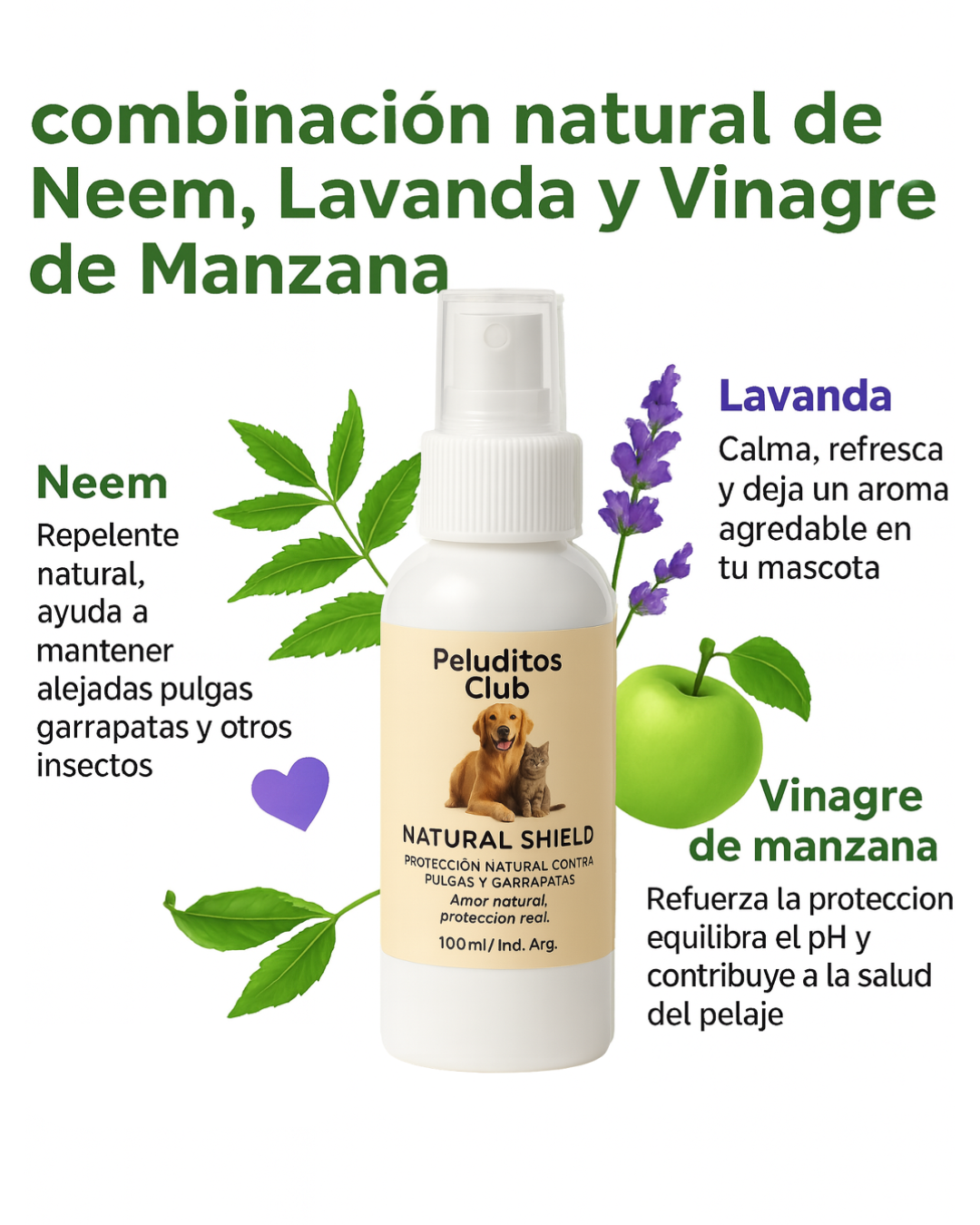Natural Shield - Spray Natural Antipulgas y Garrapatas 100ml