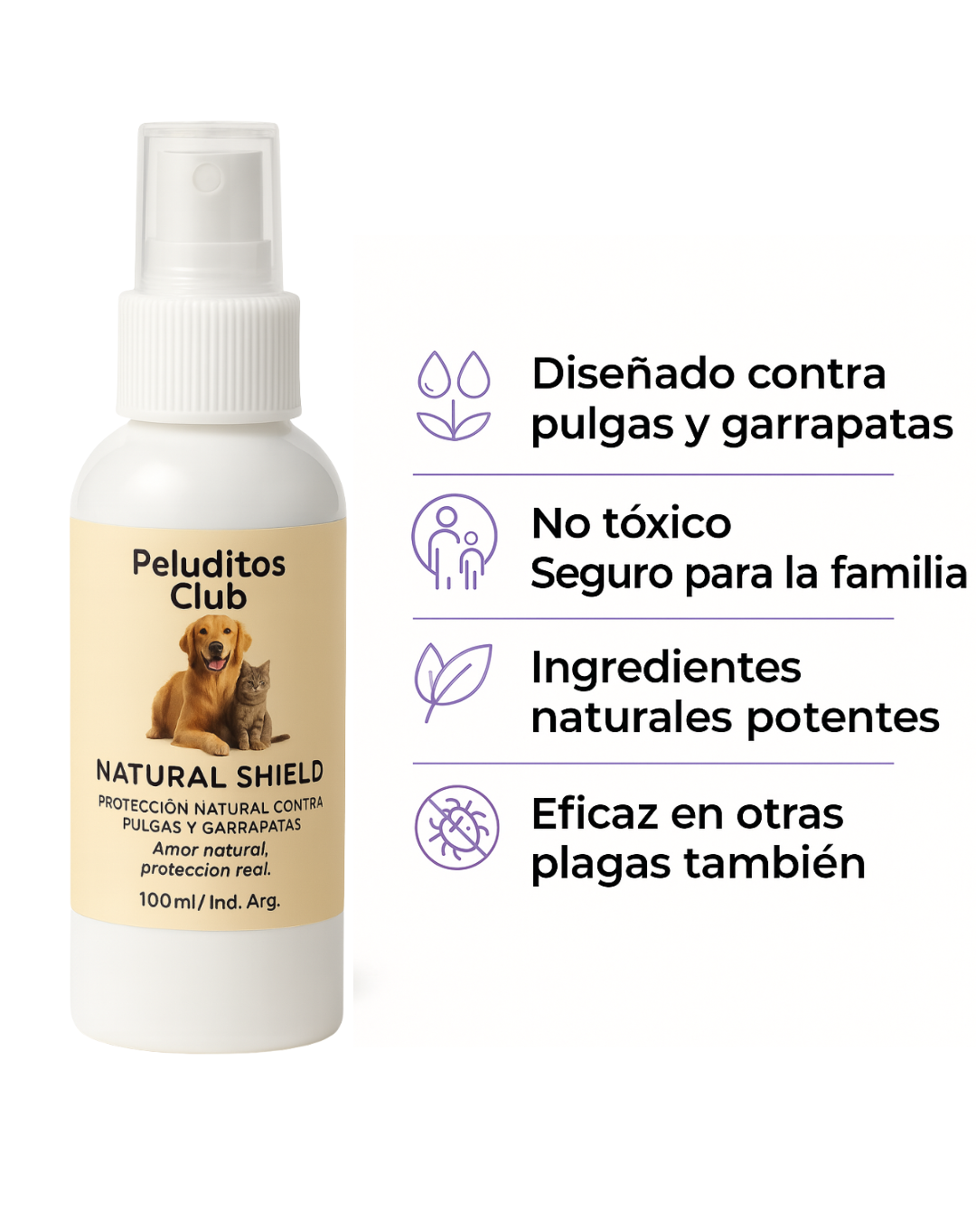 Natural Shield - Spray Natural Antipulgas y Garrapatas 100ml